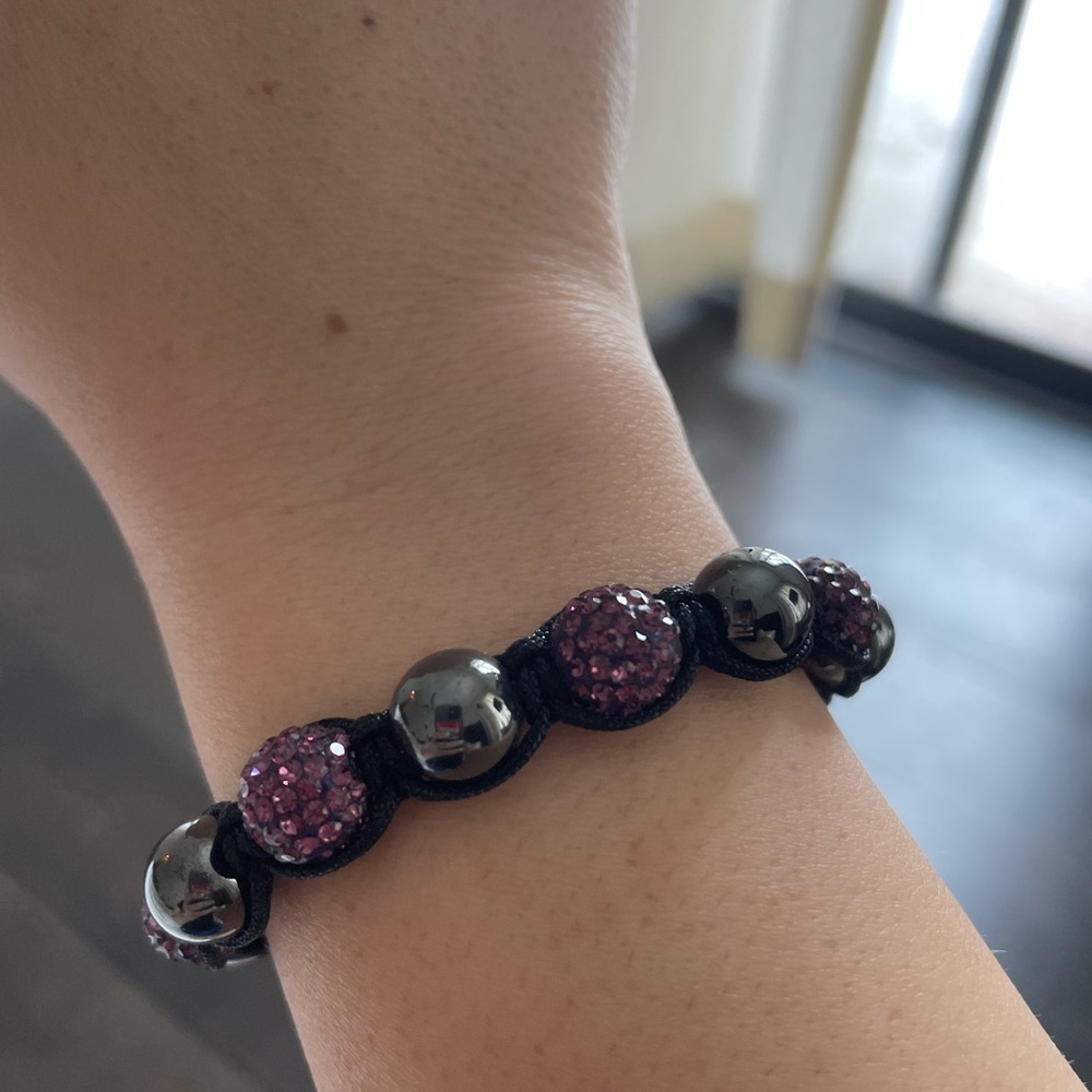 Purple and grey drawstring bracelet